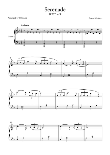 Serenade (D.957, n.4) - Schubert (arr. BTmusic)