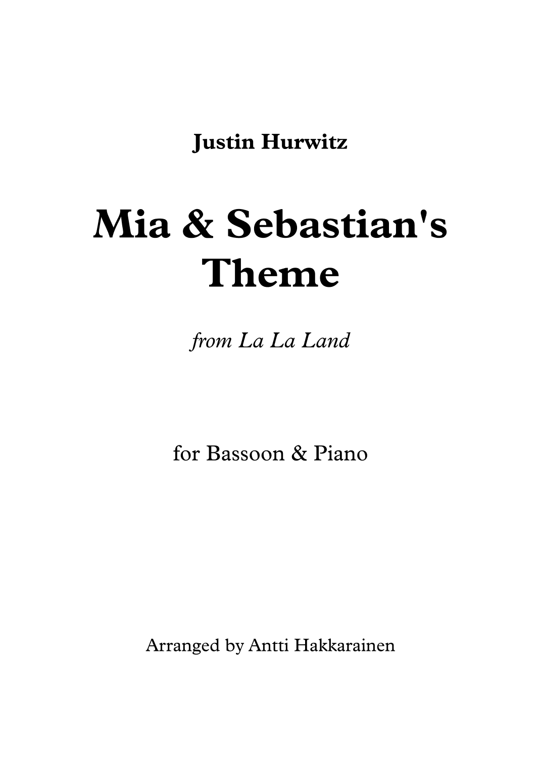 Mia & Sebastian's Theme (arr. Antti Hakkarainen)