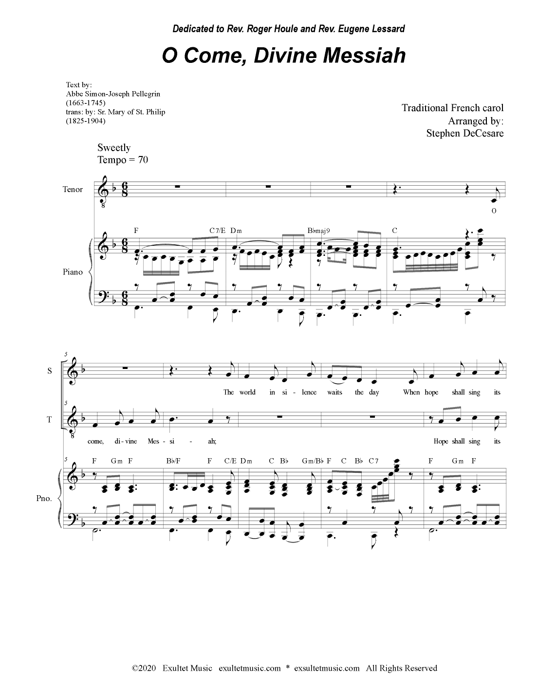 O Come, Divine Messiah (Duet for Soprano and Tenor Solo) (arr. Stephen DeCesare)