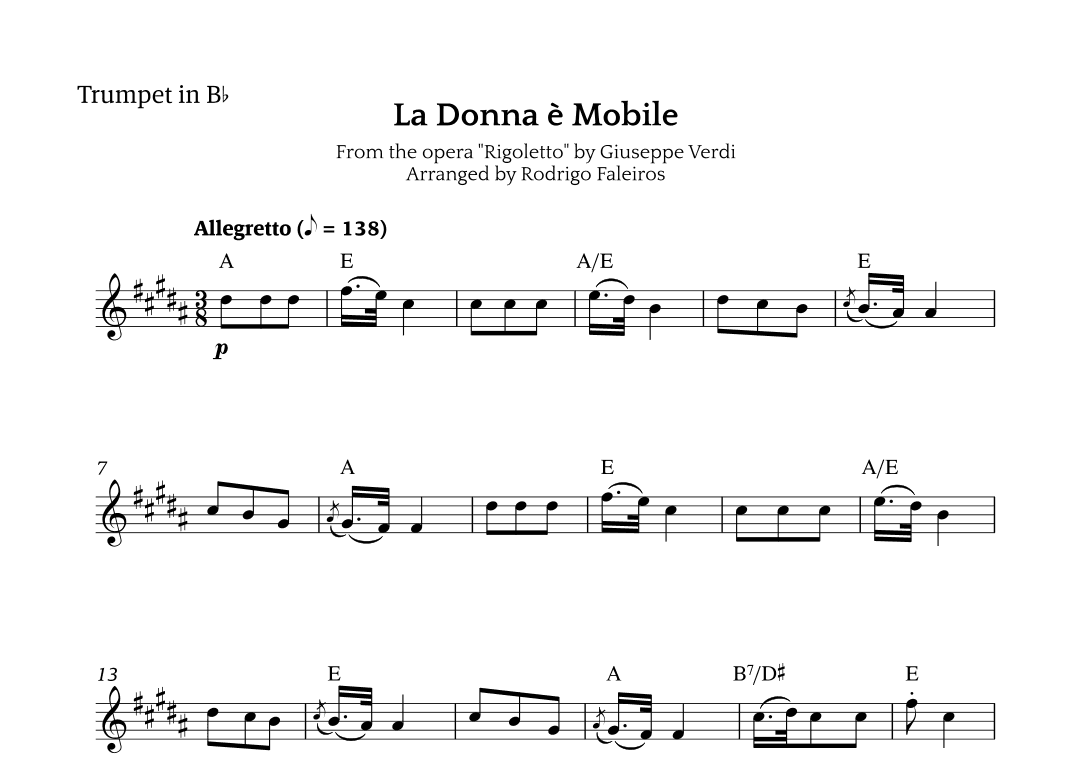 La Donna è Mobile (arr. Rodrigo Faleiros)