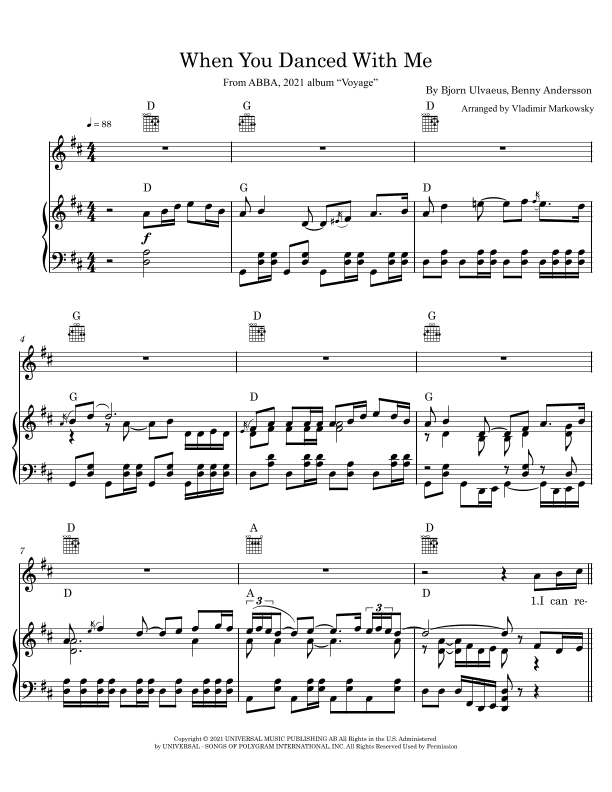 When You Danced With Me (arr. Vladimir Markowsky)