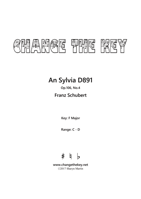 An Sylvia - F Major (arr. Change the Key)