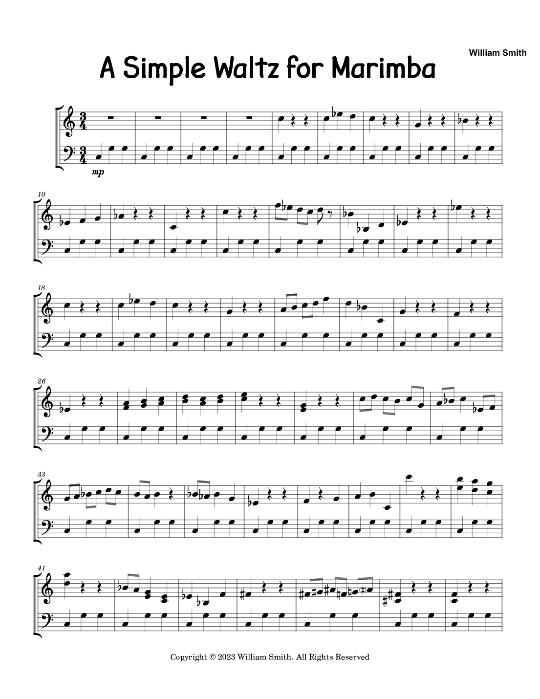 A Simple Waltz for Marimba