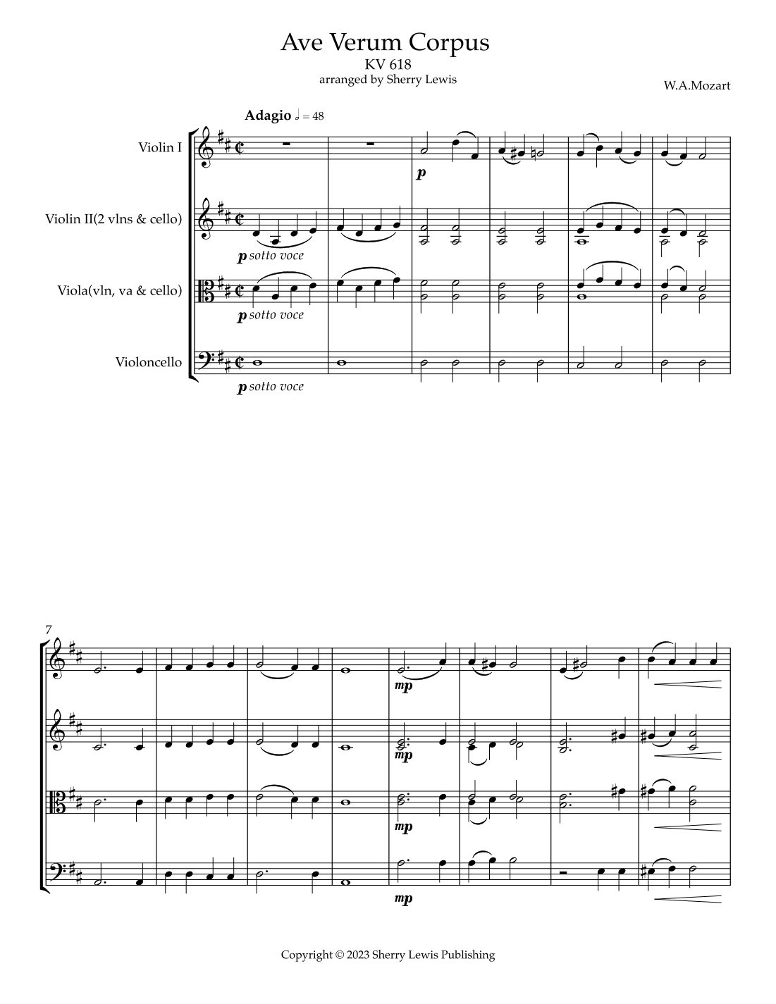 Ave Verum Corpus KV 618 (arr. Sherry Lewis)
