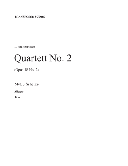 Beethoven No. 2, Opus 18 (Mvt 3) (sax. 8) (score & parts) (arr. NODellamaggiore)