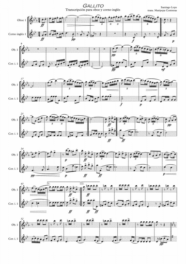 Gallito (pasodoble) for oboe and english horn duo (arr. M. Contreras)