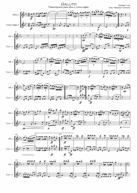 Gallito (pasodoble) for oboe and english horn duo (arr. M. Contreras)