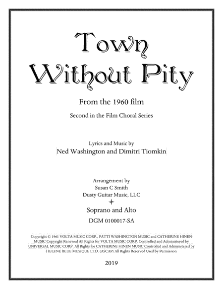 Town Without Pity (arr. Susan C Smith at Dusty Guitar Music LLC)