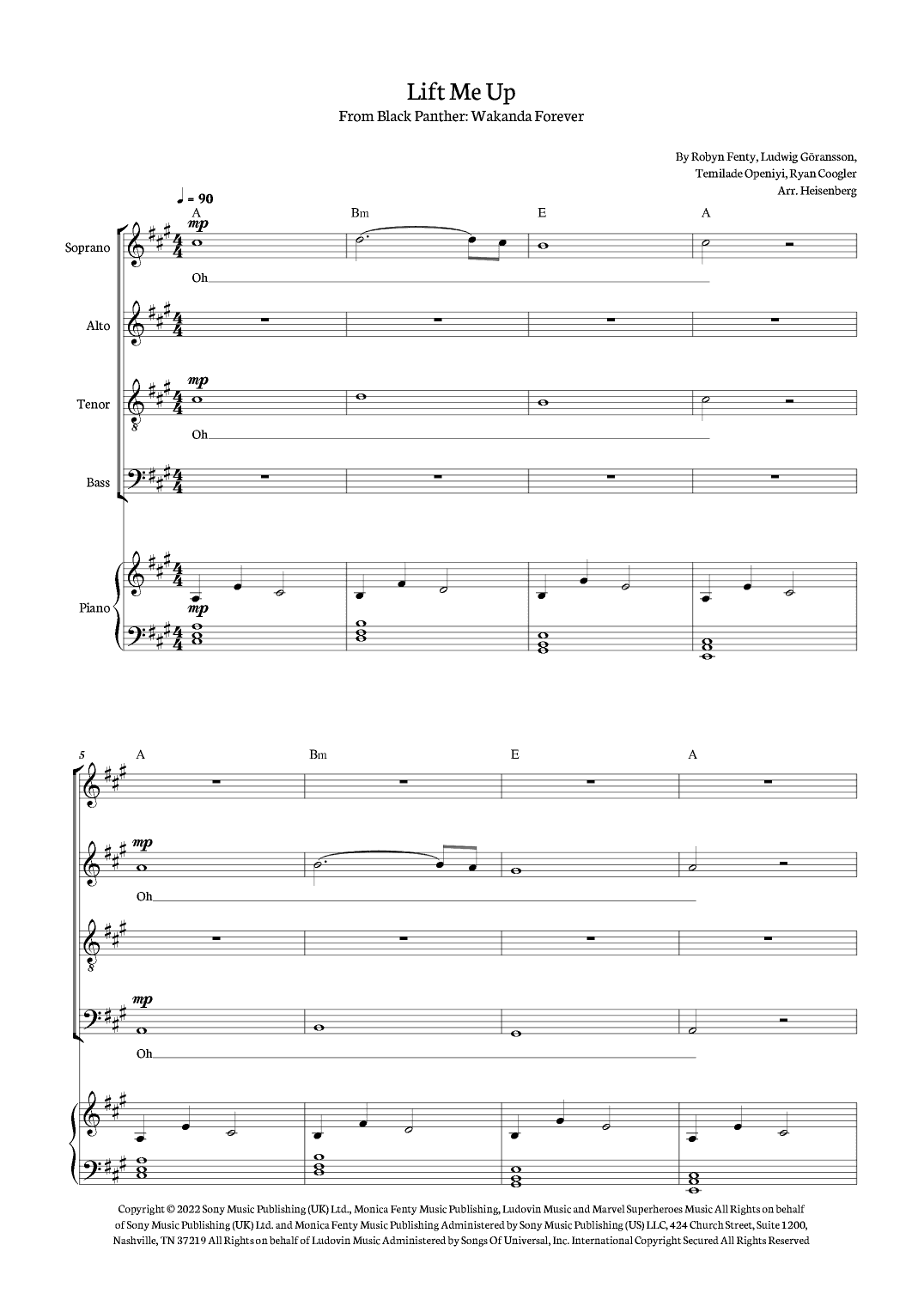 Lift Me Up (arr. Heisenberg)