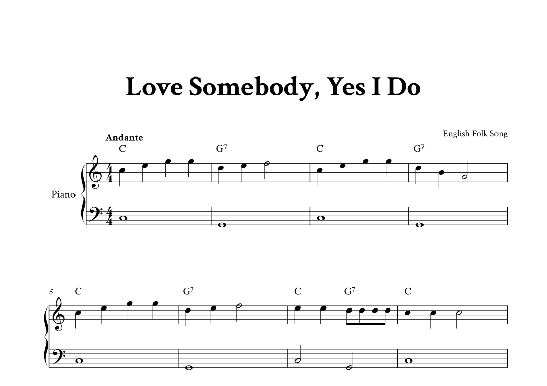 Love Somebody, Yes I Do - Easy Piano in C (with Chords) (arr. Yuri Noronha)