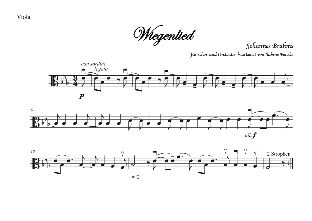 Brahms Wiegenlied/ Lullabye (Guten Abend, gut’ Nacht) (arr. Sabine Fenske)