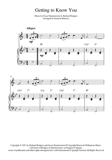 Getting To Know You (arr. Kaiserin Rebecca)