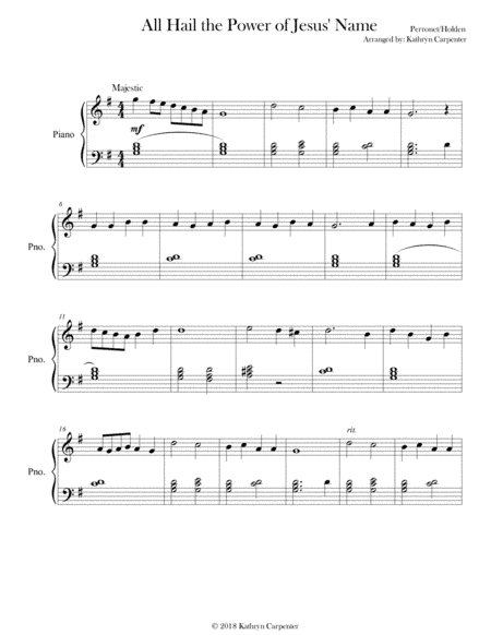 All Hail the Power of Jesus' Name (G major) (arr. Kathryn Carpenter)