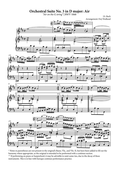 Air from Orchestral Suite no. 3 "Air on the G string" (arr. Frej Wedlund)