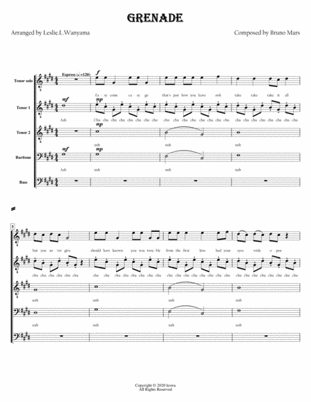 Grenade (arr. Leslie wanyama)