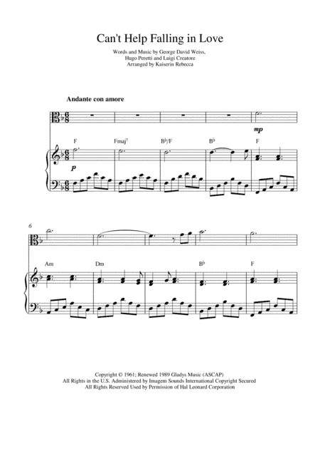 Can't Help Falling In Love (arr. Kaiserin Rebecca)