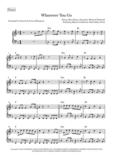 Wherever You Go (arr. SAMUEL DE SOUZA MALAQUIAS)