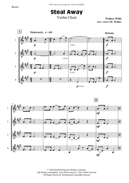Steal Away (arr. Gert Th. Walter)