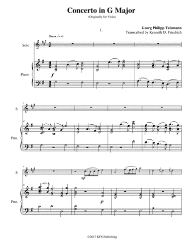 Telemann Viola Concerto in G (arr. Kenneth D. Friedrich)