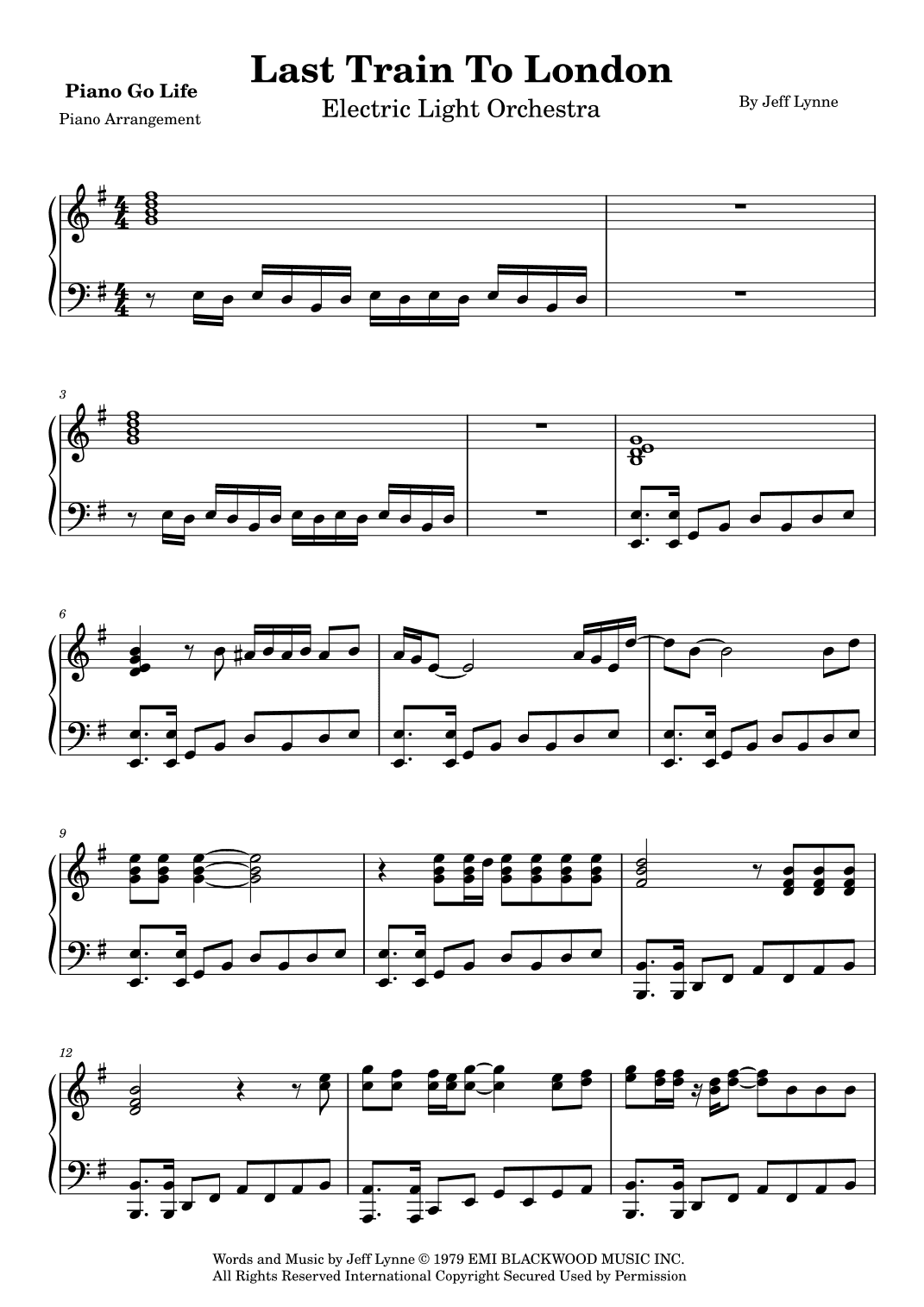 Last Train To London (arr. Piano Go Life)