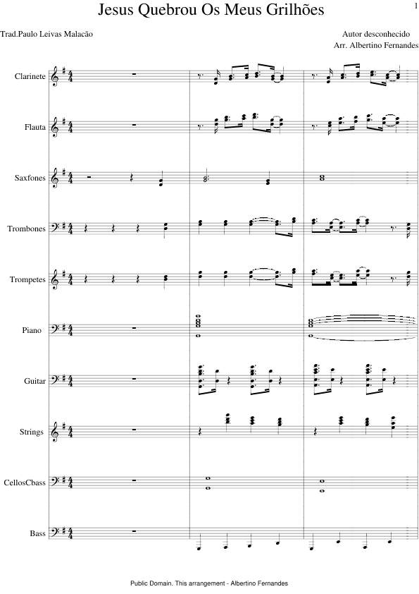 Jesus Quebrou Os Meus Grilhões - Score Only (arr. Albertino Fernandes)
