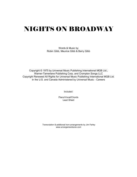Nights On Broadway (arr. Jim Farley www.arrangementsone.com)