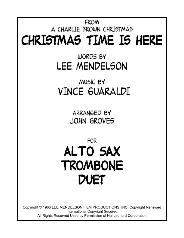 Christmas Time Is Here (arr. John Groves)