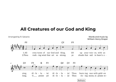 All Creatures of our God and King (Key of F-Sharp Major) (arr. R. Salvario)