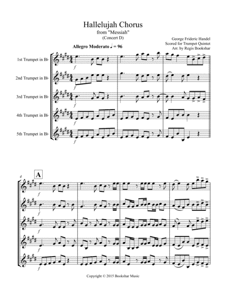 Hallelujah (from "Messiah") (D) (Trumpet Quintet) (arr. Regis Bookshar)