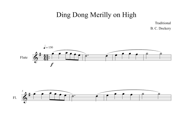 Ding Dong Merrily on High (Flute Solo) (arr. B. C. Dockery)