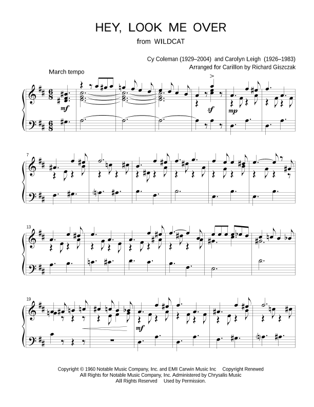 Hey, Look Me Over (arr. Richard Giszczak)