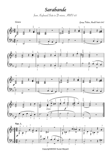 Sarabande ( in D minor) (arr. Suzan Beyazit)