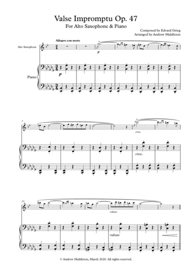 Valse Impromptu arranged for Alto Saxophone & Piano (arr. Andrew Middleton)