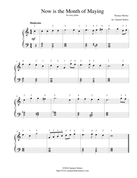 Now is the Month of Maying - easy piano (arr. Samuel Stokes)