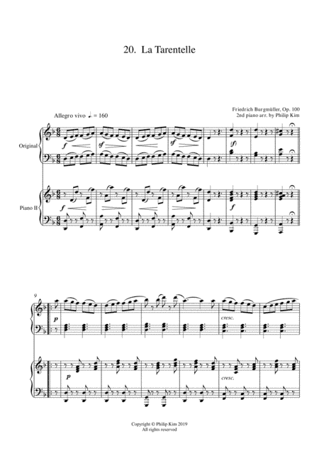 20.  La Tarentelle  25 Progressive Studies Opus 100 for 2 pianos Friedrich Burgmüller (arr. Philip Kim)