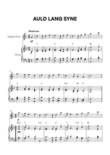 Auld Lang Syne (for English Horn and Piano) (arr. Cadenza Editions)