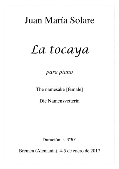 La tocaya [piano solo]