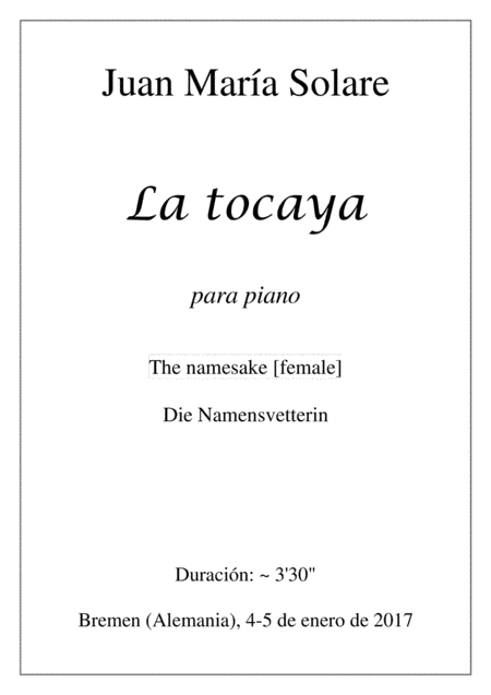 La tocaya [piano solo]