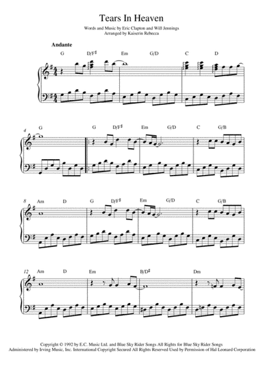Tears In Heaven (arr. Kaiserin Rebecca)
