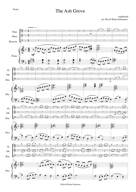 The Ash Grove for wind trio and piano (arr. David Warin Solomons)