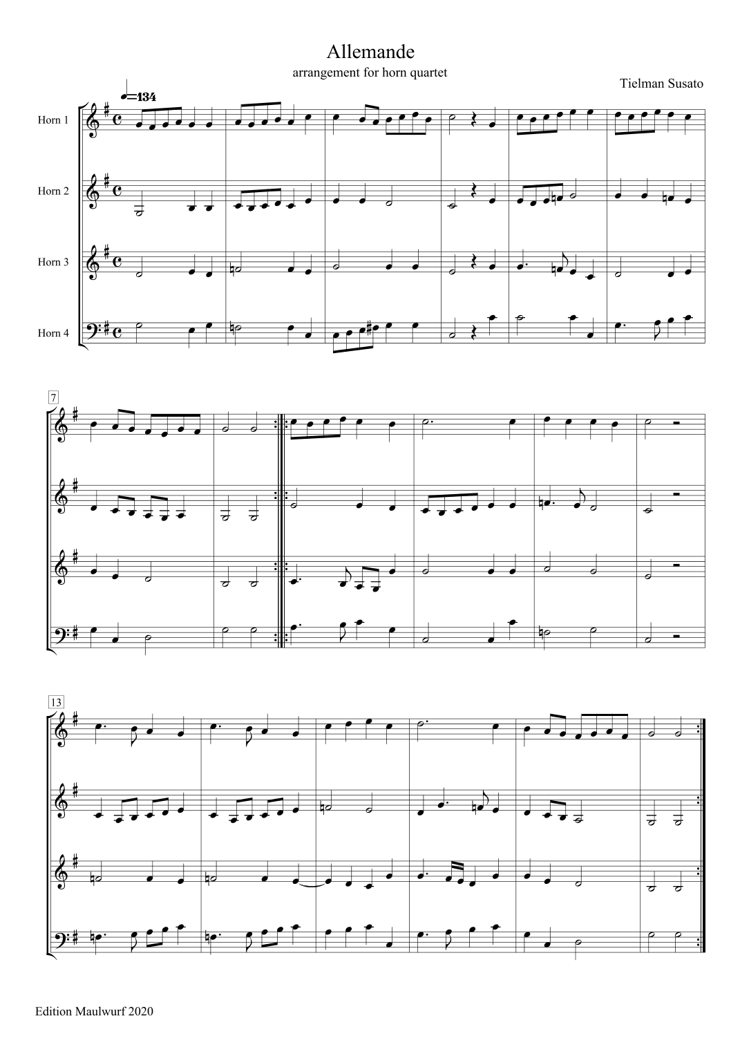 Allemande (arr. Edition Maulwurf)