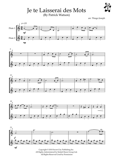 Je Te Laisserai Des Mots (arr. Thiago Joseph)