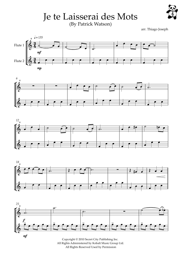 Je Te Laisserai Des Mots (arr. Thiago Joseph)