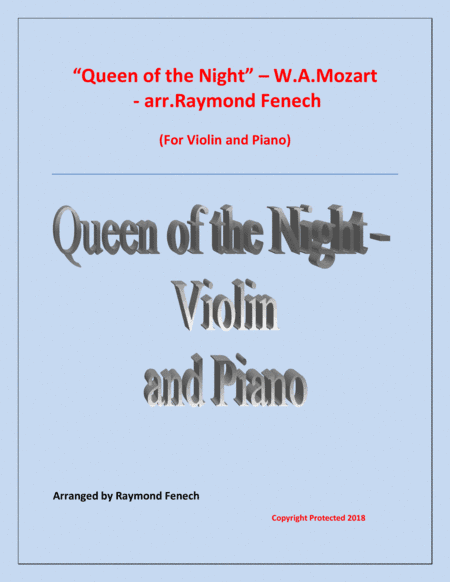 Queen of the Night - From the Magic Flute - Violin and Piano (arr. Raymond Fenech)
