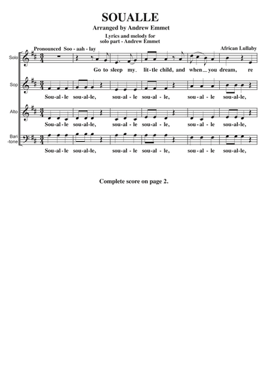Soualle A Cappella SAB (arr. Andrew Emmet)