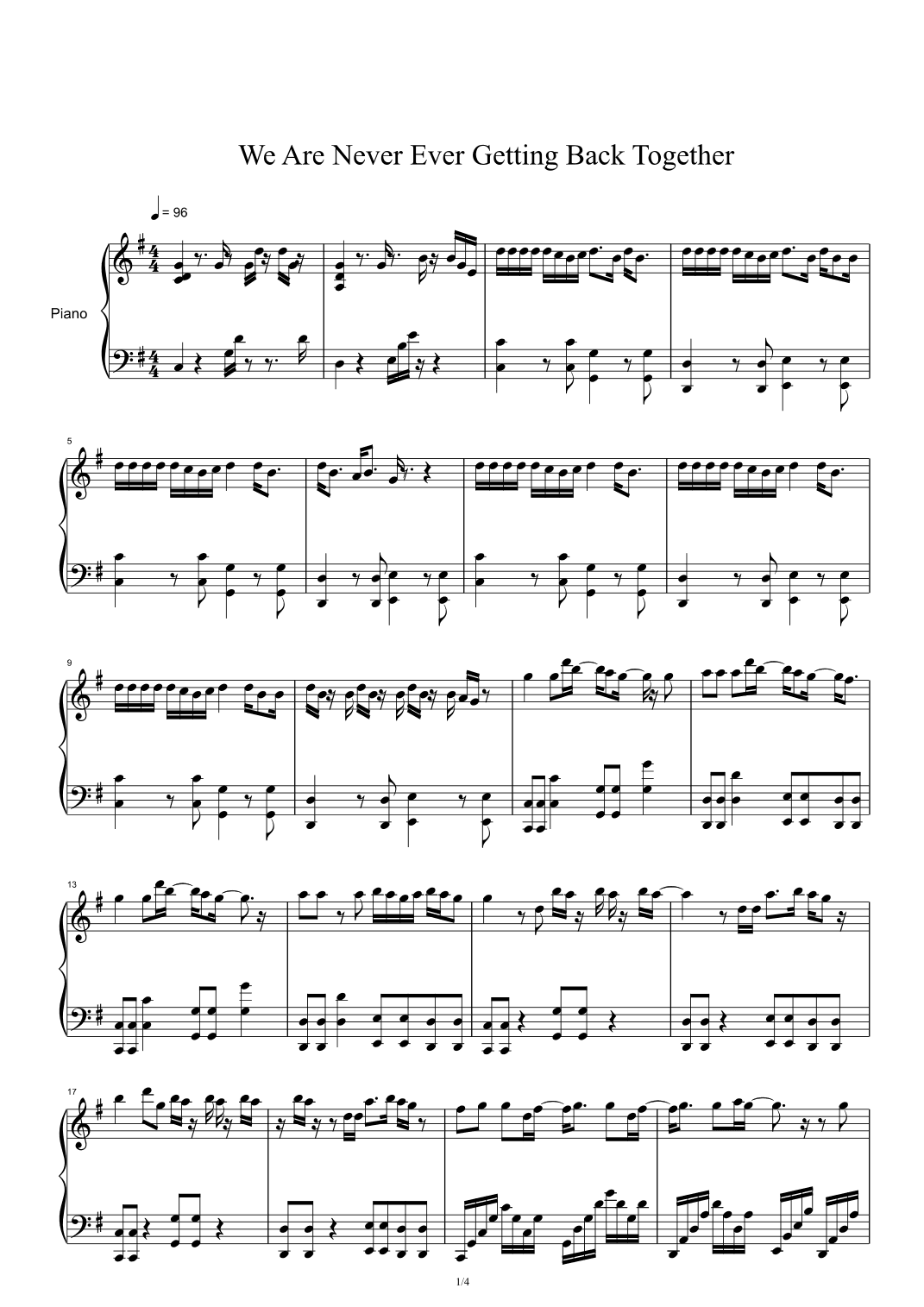 We Are Never Ever Getting Back Together (arr. Taylor Swift)
