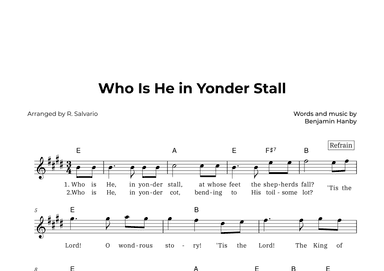 Who Is He in Yonder Stall (Key of E Major) (arr. R. Salvario)