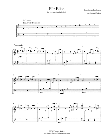 Für Elise - for 3-octave handbell choir (arr. Samuel Stokes)
