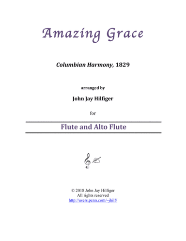 Amazing Grace for Flute and Alto Flute (arr. John Jay Hilfiger)