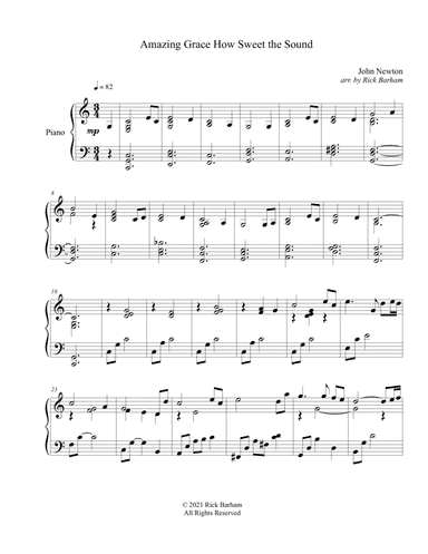 Amazing Grace How Sweet The Sound (arr. Rick Barham)